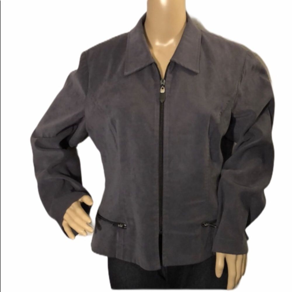 Vintage Positive Attitude Zip Up Blue Gray Blazer 1990s Medium?